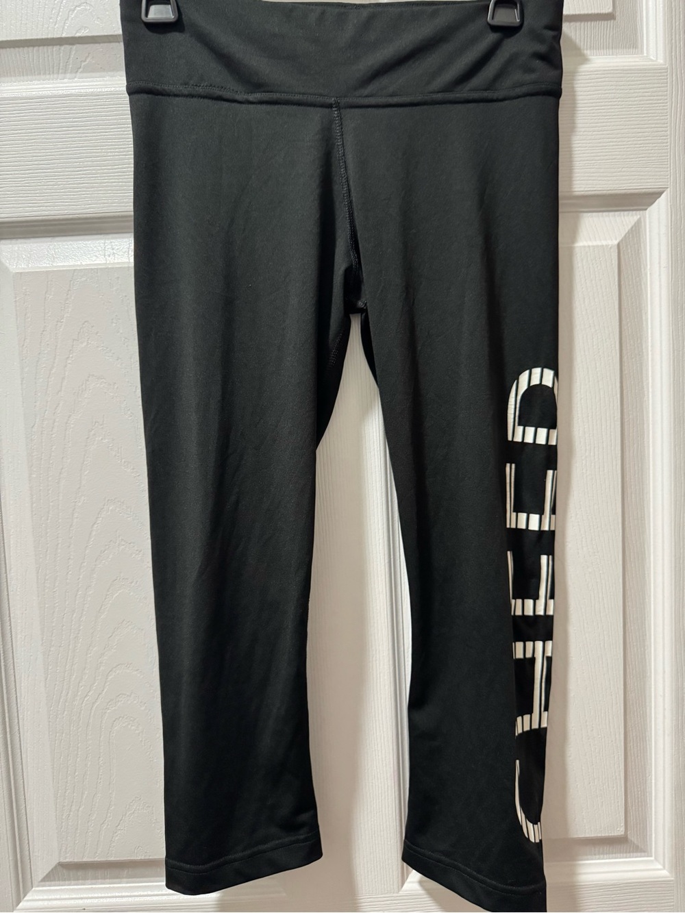 5/$15 Varsity Black Athletic Capris with White Side Logo